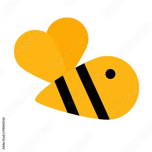 Simple Cute Yellow Bee Icon Illustration