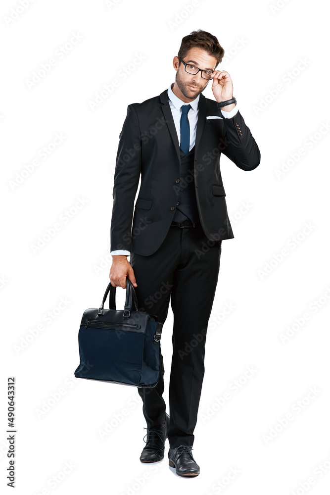 Looking good, doing better. Studio shot of a handsome young businessman posing against a white background. Looking good, doing better. Studio shot of a handsome young businessman posing against a white background.