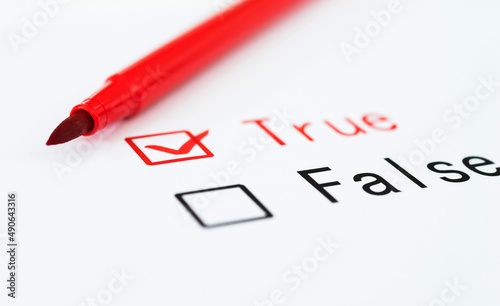 Wallpaper Mural Tick boxes for True or False on paper with pen Torontodigital.ca