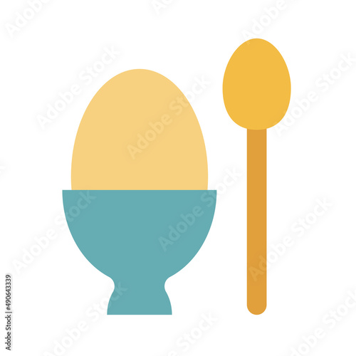 Boiled egg simple food icon in trendy line style isolated on white background...