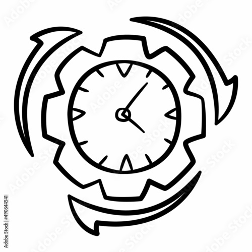 productivity productive work process time efficient labour single isolated icon with sketch hand drawn outline style