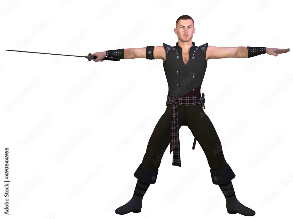 3d illustration of an fantasy action male figure 3d illustration of an fantasy action male figure