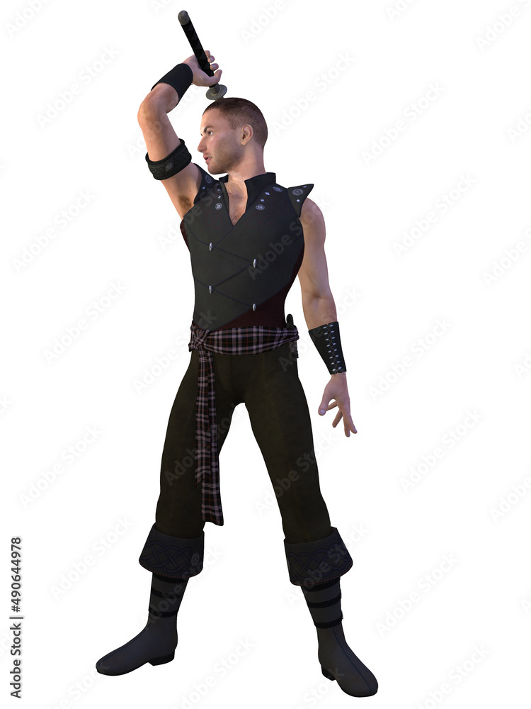 3d illustration of an fantasy action male figure 3d illustration of an fantasy action male figure