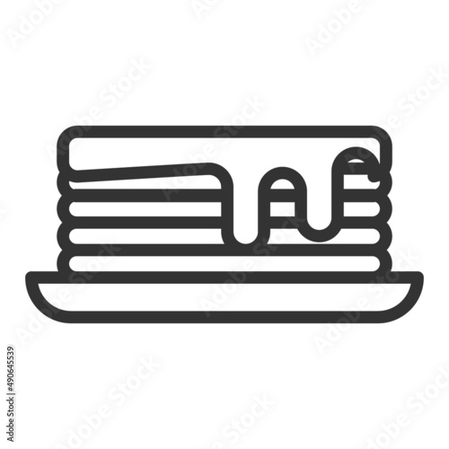 Delicious fresh toasted pancakes with watering. Simple food icon in trendy li...