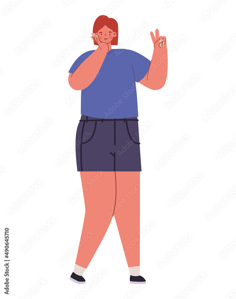 woman doing a peace symbol woman doing a peace symbol
