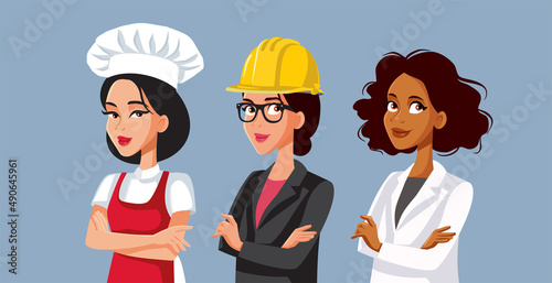 Diverse Group of Women Choosing Different Career Jobs Vector Illustration