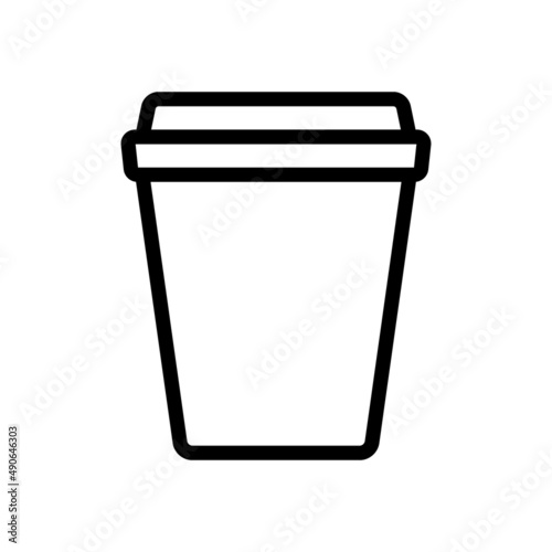 Disposable cup with lid. Simple food icon in trendy line style isolated on wh...