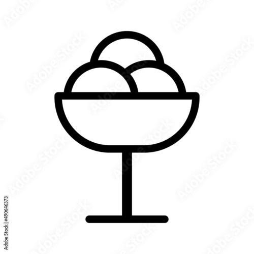 Delicious cold ice cream in a glass. Simple food icon in trendy line style is...