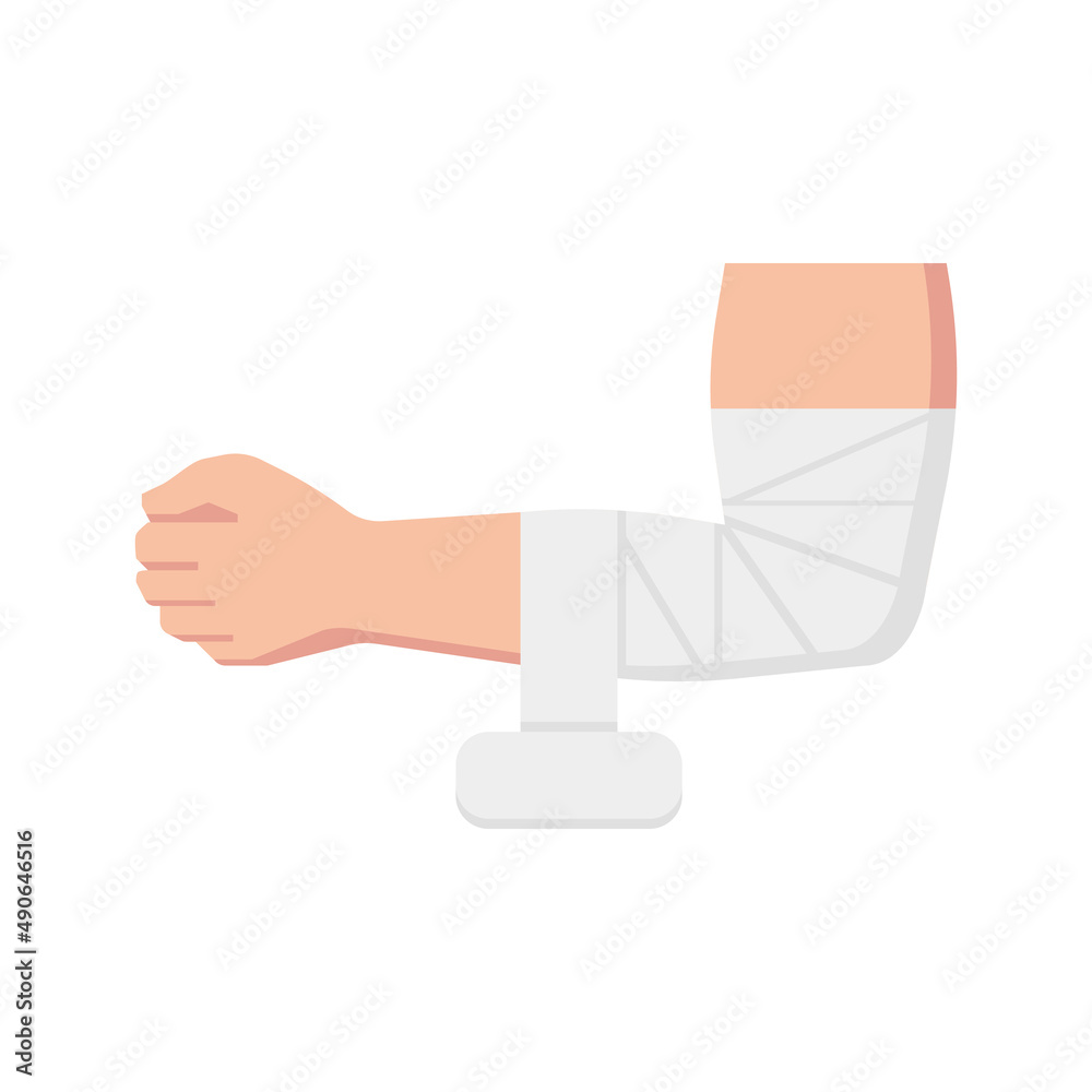 bandaged hand flat icon, medical icon.