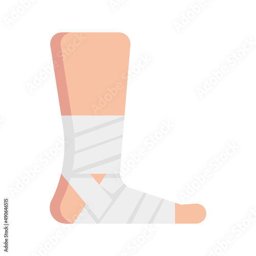 bandaged ankle flat icon, medical icon.