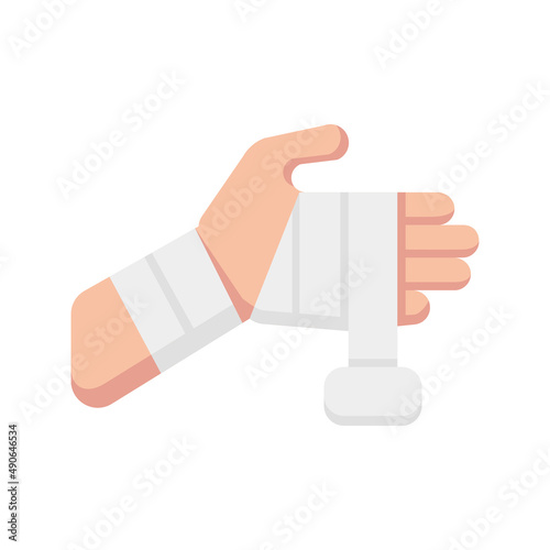 bandaged palm flat icon, medical icon.