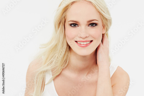 Face of perfection. Portrait of a beautiful smiling blonde.