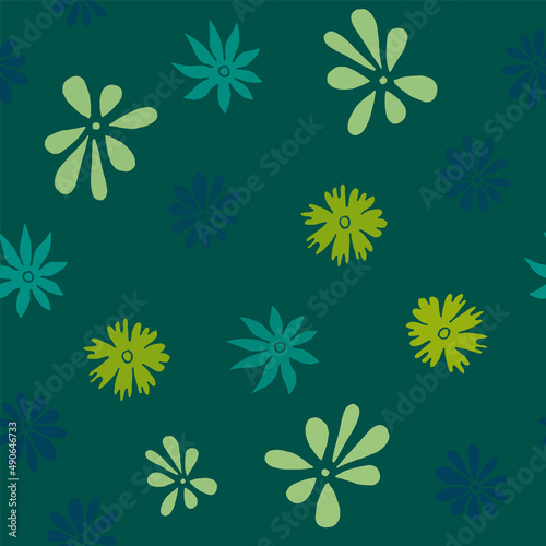 Simple doodle seamless pattern Hand drawn leaves twigs on a light background.