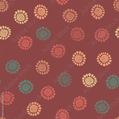 Simple doodle seamless pattern Hand drawn leaves twigs on a light background.