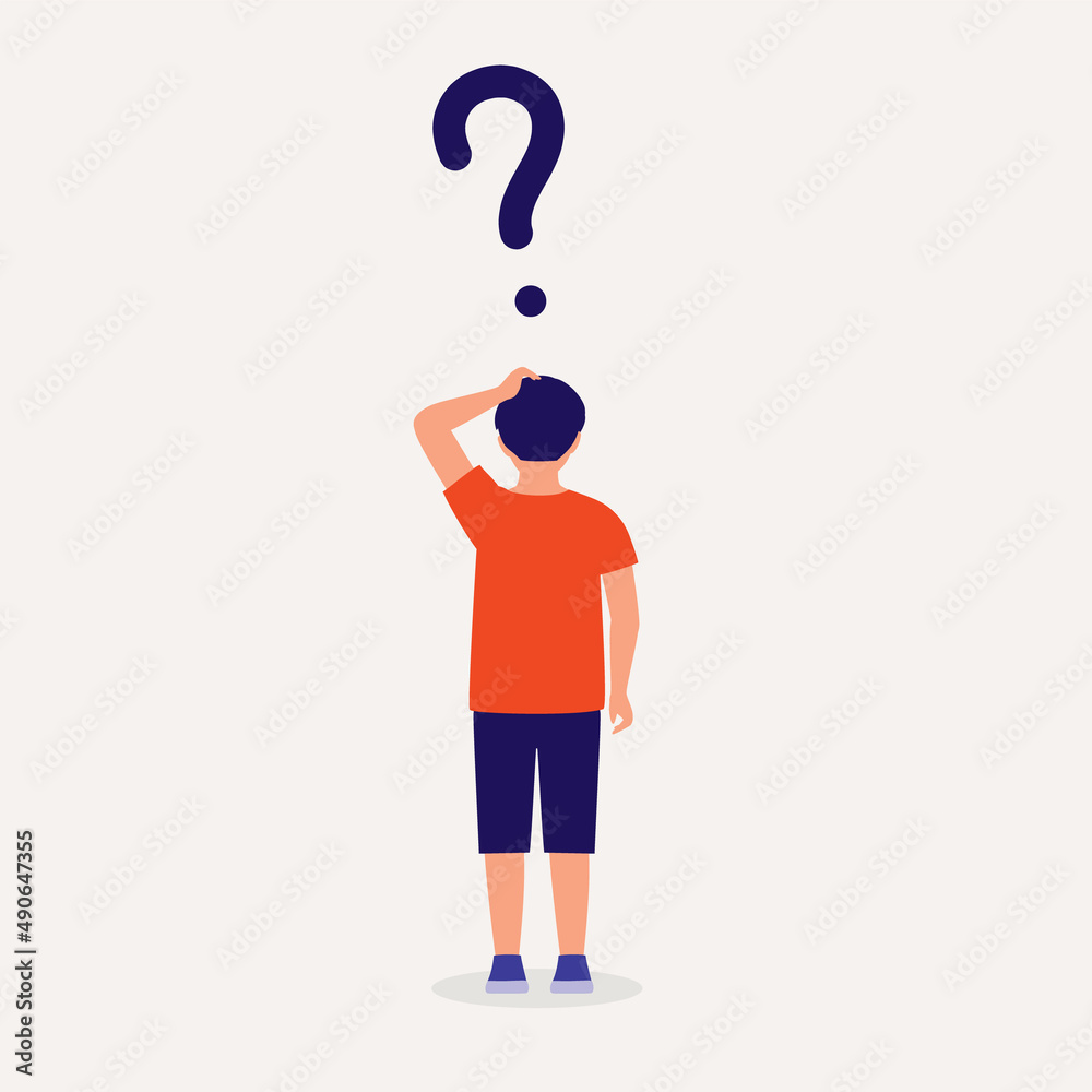 Back View Of Little Boy Question Mark. Back View Of Little Boy Question Mark.