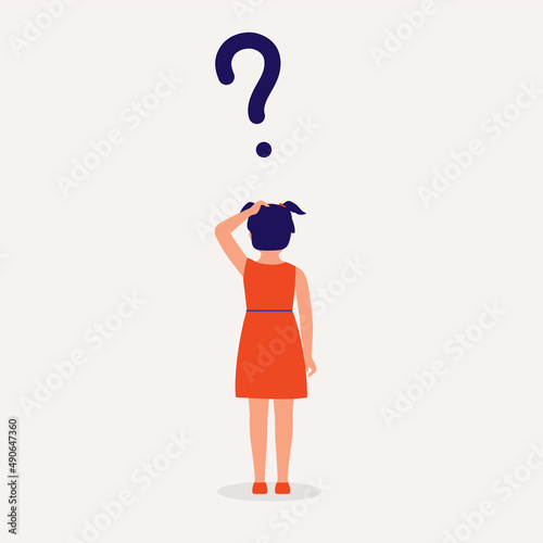 Back View Of Little Girl Question Mark.