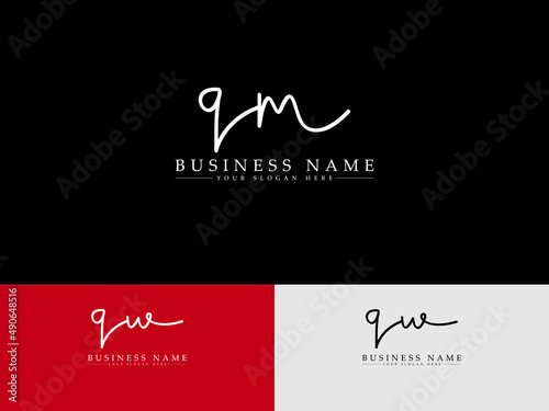 Signature QM or mq Letter Icon Logo, Handwriting Qm Signature Logo for simple exclusive boutique shiny personal business