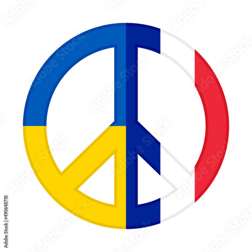 peace icon with ukraine and france flags. vector illustration isolated on white background