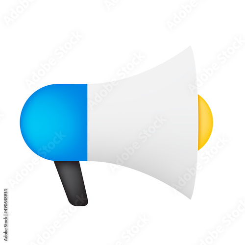 Cute Megaphone icon on white background. Illustration