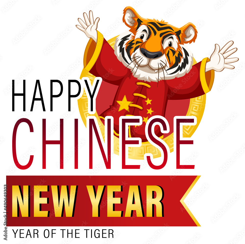 Happy Chinese New Year poster design with tiger