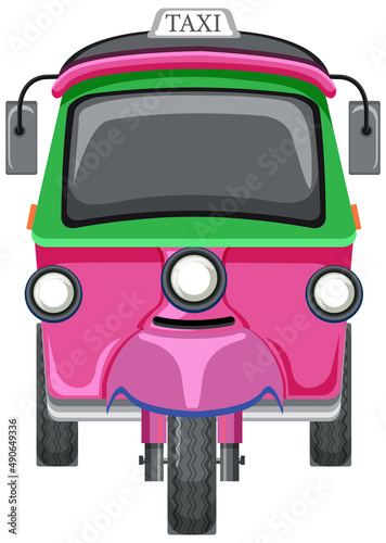 Tuk tuk taxi on white background