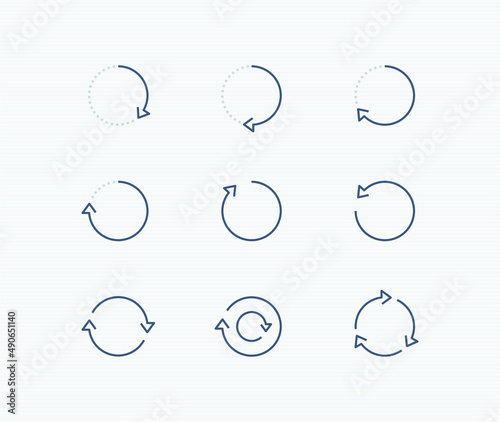 arrow circle icon set for web and app. cycle, round, time passage, circular arrows. editable stroke vector illustration.