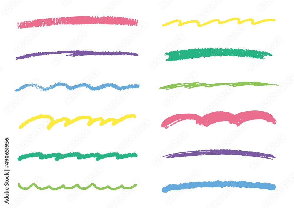 カラフルな手書きラインのセット　A set of colorful handwritten lines - obrazy, fototapety, plakaty 