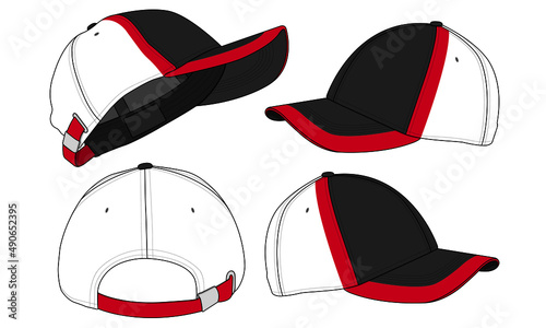 Cap hat template vector adjustable fitted strap