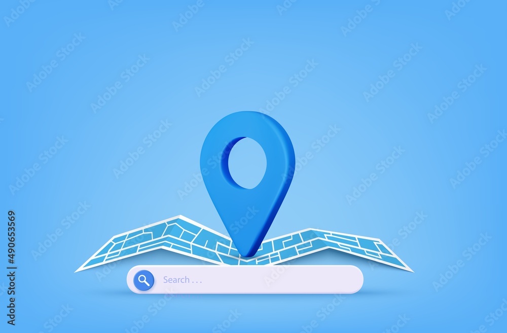 Obraz premium pin pointer and Map location search GPS