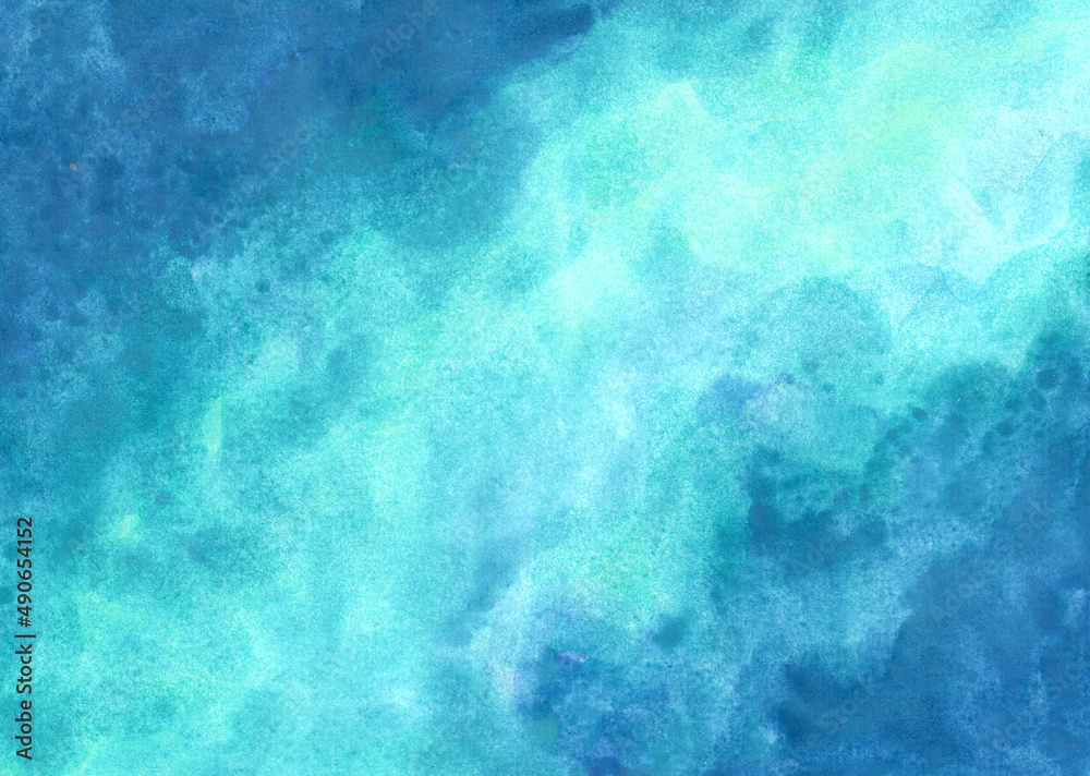 Hand drawn abstract watercolor background with texture.Blue water background