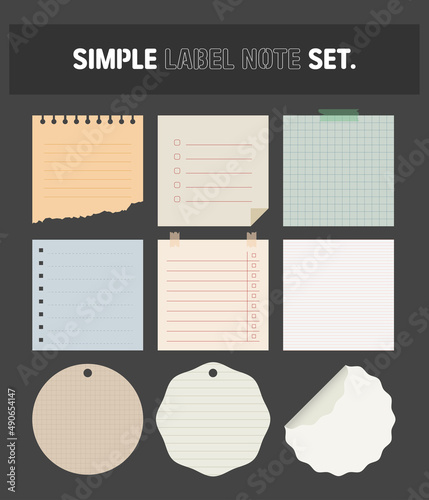 Simple label, memo paper, illustration. 

