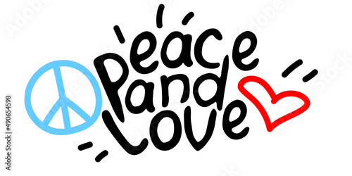 Peace and love - vector inscription doodle handwritten on theme of anti-war, pacifism. For flyers, stickers, posters, banner