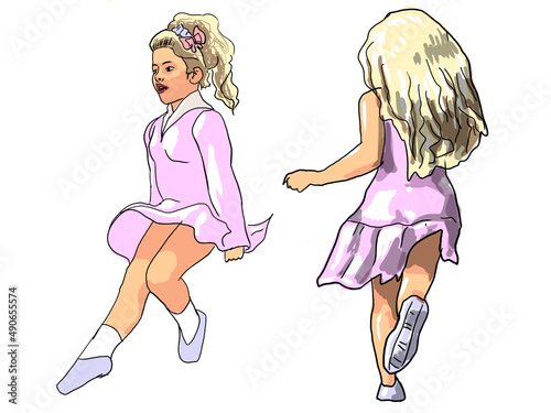 girl in dress, beautiful girl athlete dancing in a short dress, dance, in a short skirt, illustration, woman, figure, slender girl