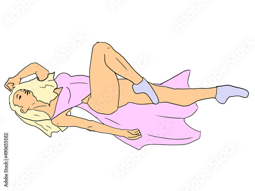 woman doing yoga exercise, beautiful, naked girl, athlete, dancing without a dress, dance, without a skirt, illustration, woman, figure, slender girl, naked, nudity, person, female character, ballet, 