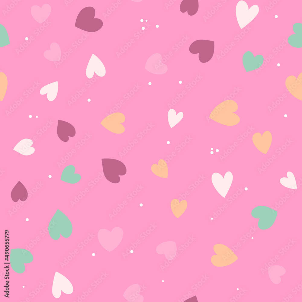 Cute Simple Seamless Pattern Love Heart Background. Illustration