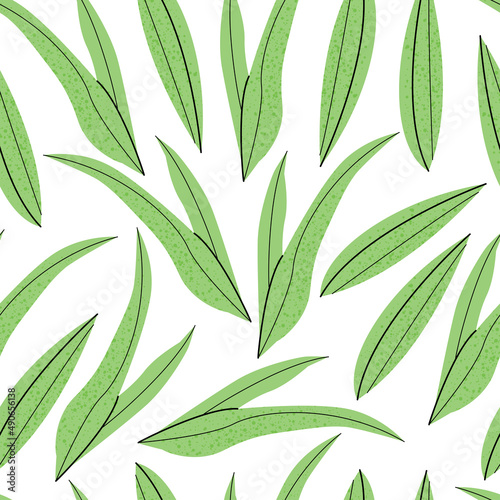 Seamless pattern background - greeneries. Vector illustration of mint, celery and rosemary