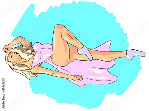 girl on the beach, beautiful, naked girl, athlete, dancing without a dress, dance, without a skirt, illustration, woman, figure, slender girl, naked, nudity, person, female character, ballet, ballerin