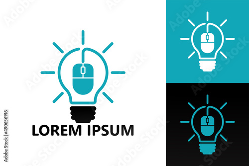 Computer mouse idea bulb logo template design vector