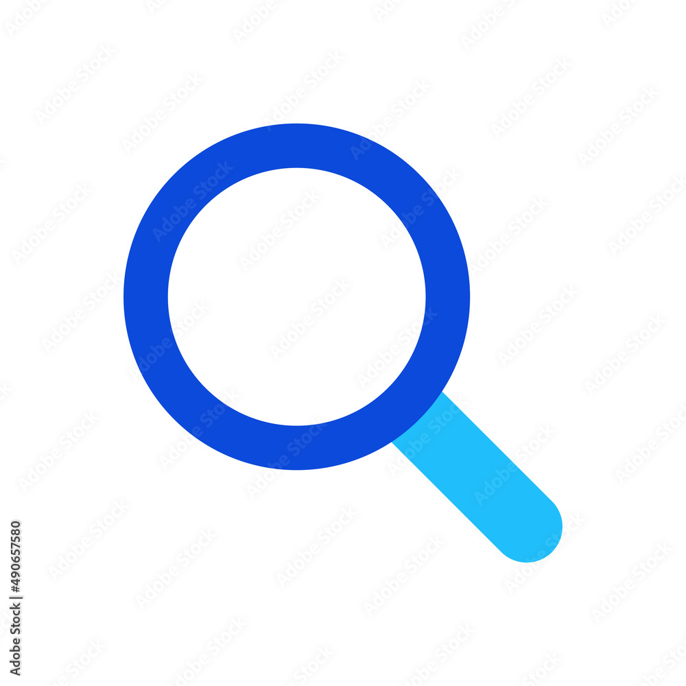 Magnifying glass icon vector graphic illustration in blue Magnifying glass icon vector graphic illustration in blue