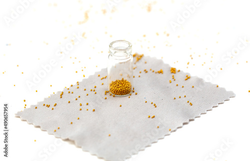 Golden balls on a napkin