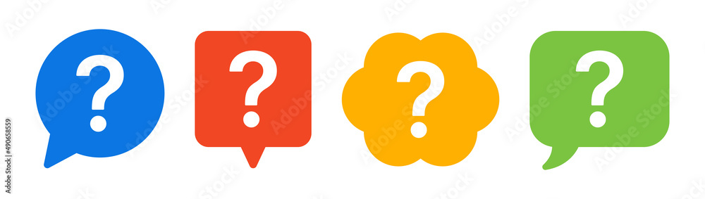Question mark icon set in colorful design. Chat question isolated on white background. Question mark icon set in colorful design. Chat question isolated on white background.