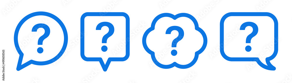 Question mark on speech bubble icon set. Help, FAQ icon. Vector illustration Question mark on speech bubble icon set. Help, FAQ icon. Vector illustration