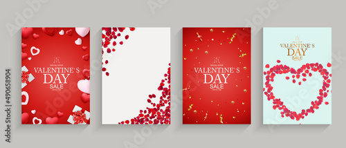 Valentines day set backgrounds, card templates, holiday banners, greeting cards. Illustration