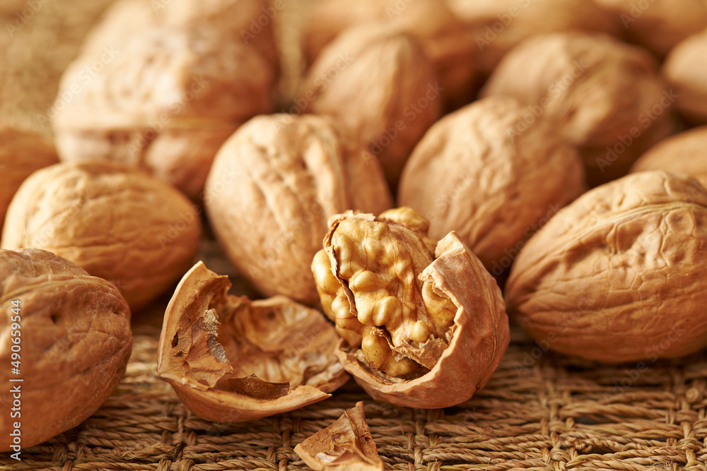 Close up of peeled walnuts Close up of peeled walnuts
