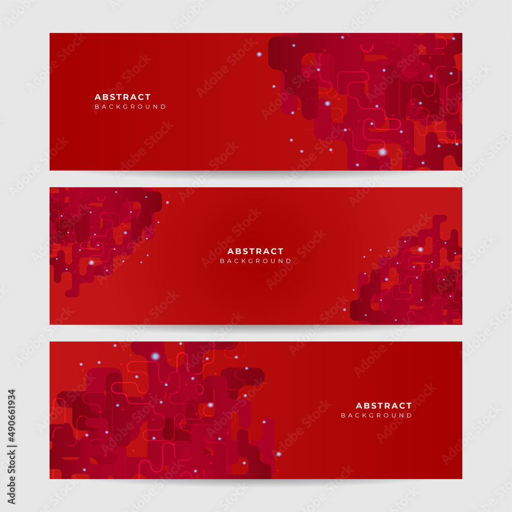 Modern abstract dark red orange yellow banner background. Set of transparant shape red colorful Abstract wide banner design background