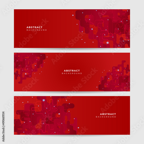 Modern abstract dark red orange yellow banner background. Set of transparant shape red colorful Abstract wide banner design background