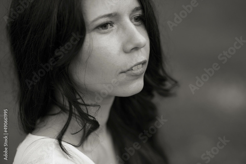 Close-up portrait of a sensual pretty young woman face