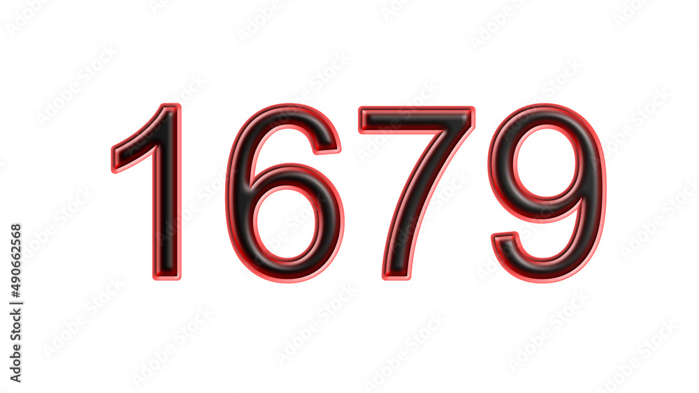 red 1679 number 3d effect white background red 1679 number 3d effect white background