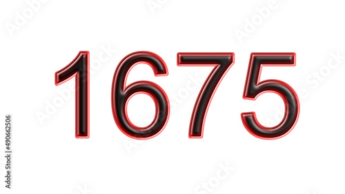 red 1675 number 3d effect white background