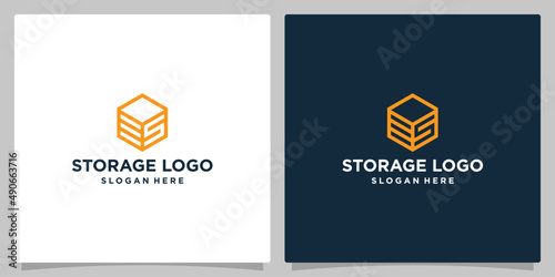 S letter and box logo concept. Logistic or storage logo. Premium Vector